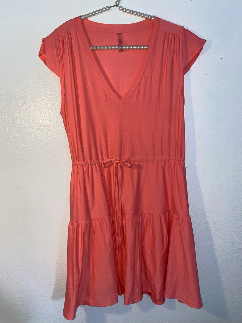 Beyond Yoga Sun Kissed Coral Featherweight Out & About Ruffle Dress Medium